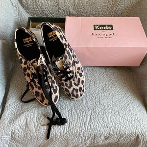 Kate Spade for Keds Leopard Print Satin Sneakers